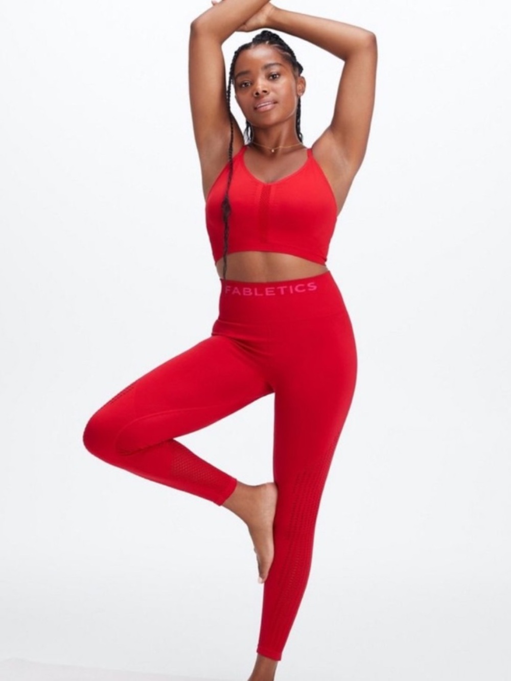 Fabletics Matching Set High Waisted 2 Pieces Seamless Red NWT XS S Activewear